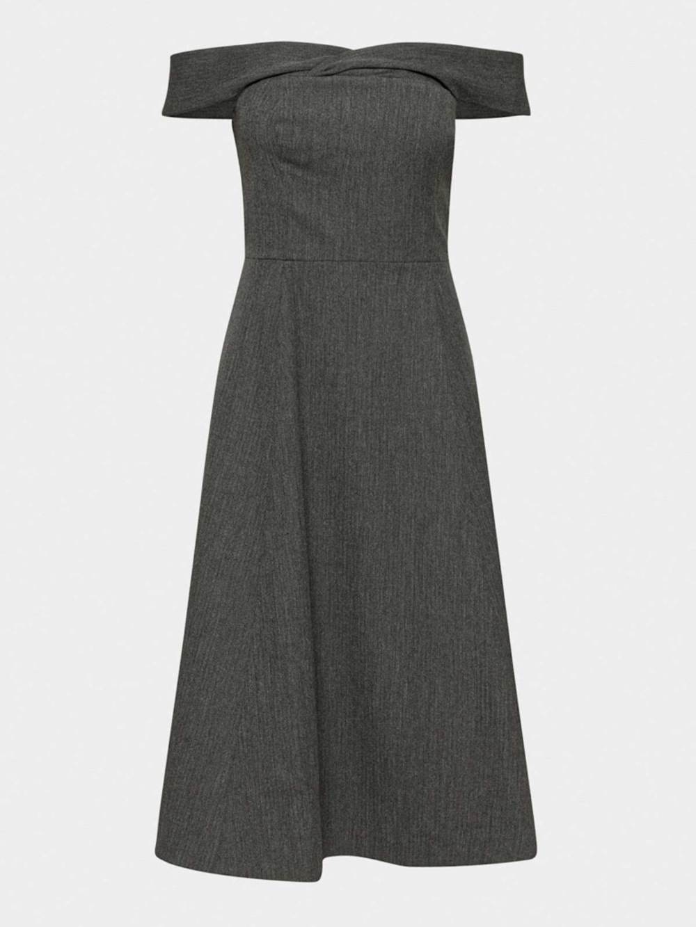 Aritzia Victoire Off-Shoulder Charcoal A-Line Dress